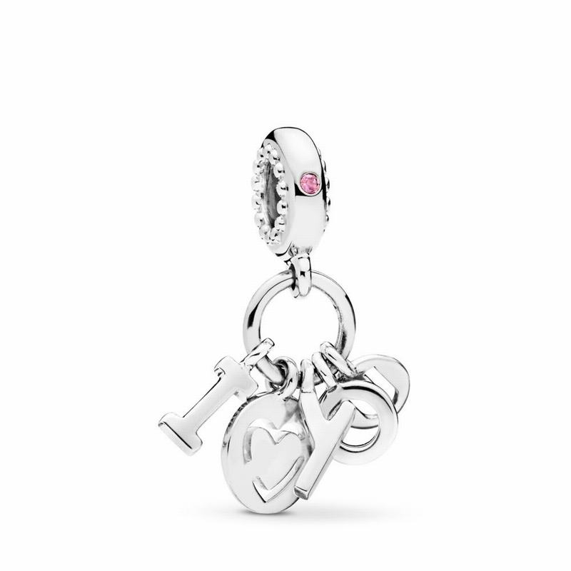 Pandora I Love You Letters Dangle Charm - Sterling Silver/Pink/Cubic Zirconia - Canada | PA7058BI